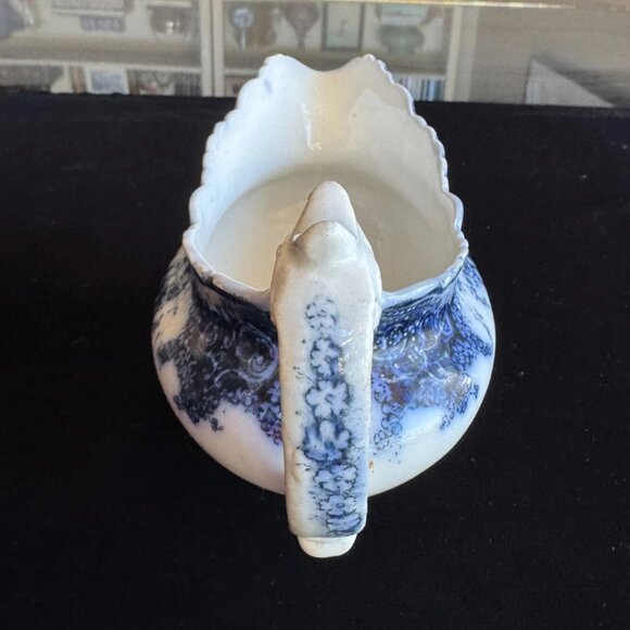 Antique 19th C Flow Blue Ironstone Gravy Boat Rosetta William Adams & Co England - Picture 4 of 10